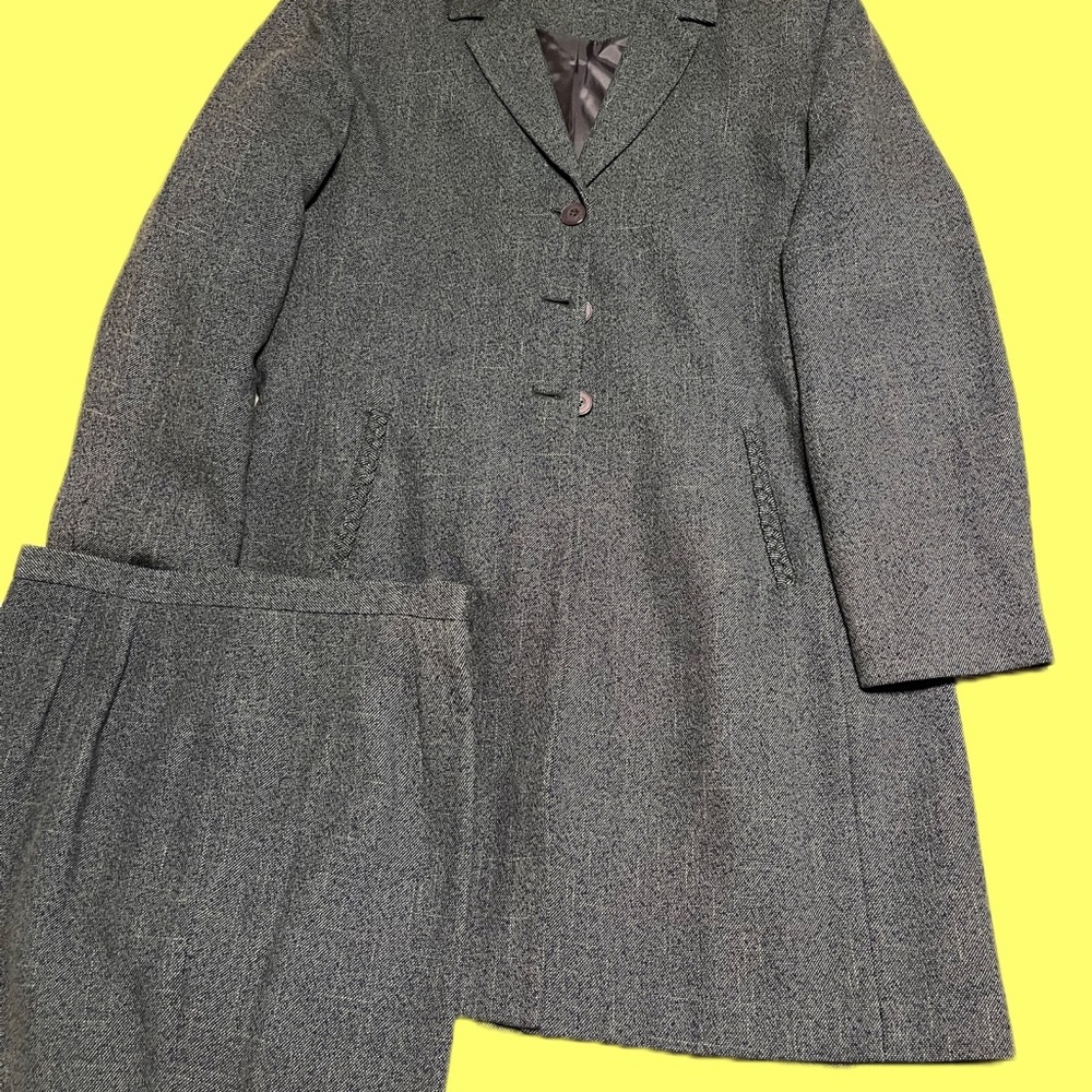 Larry Levine olive green suit with braided detailing